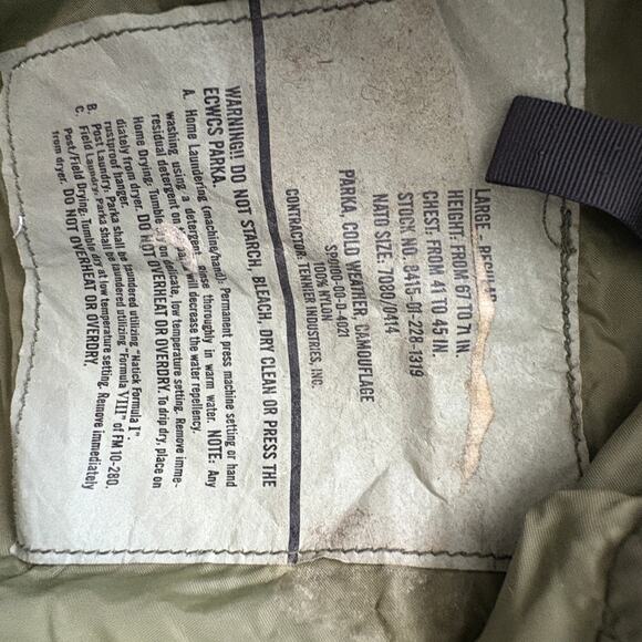 Vintage Military ECWCS Gen 1 Camo Parka Cold Weather Woodland Lg Reg GORPCORE - Picture 5 of 10